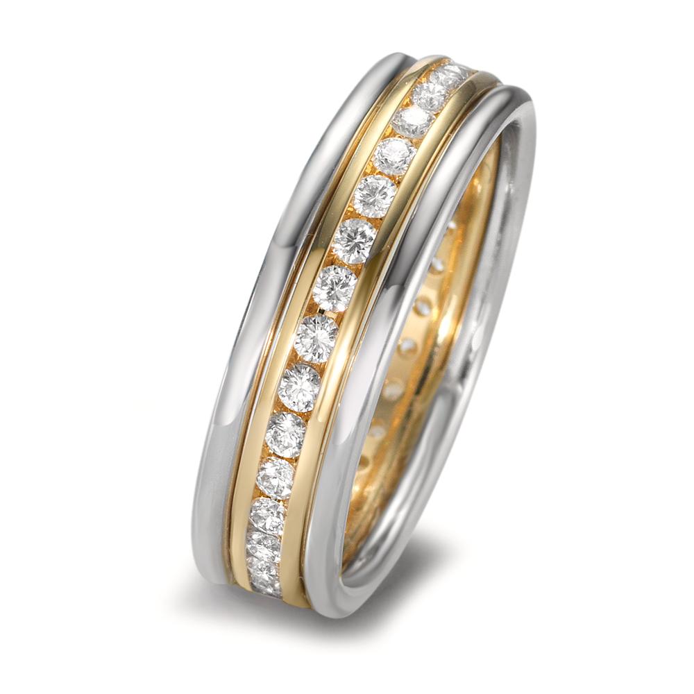 Ring set 750/18K geel goud, 750/18K witgoud Diamant 0.50 ct, w-si
