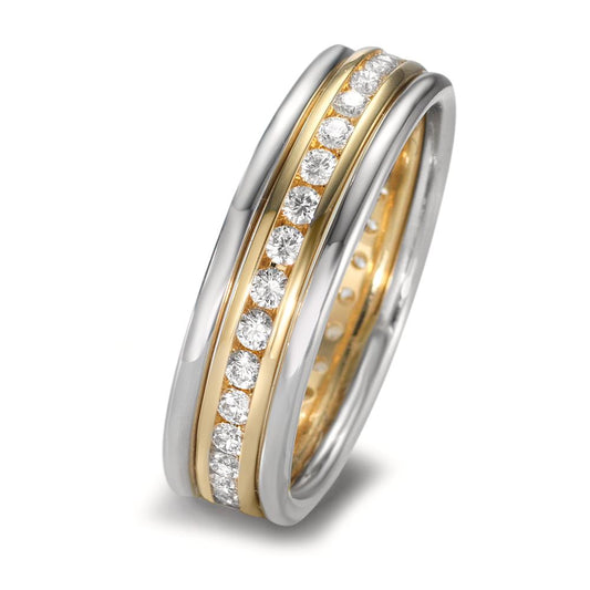 Ring set 750/18K geel goud, 750/18K witgoud Diamant 0.50 ct, w-si