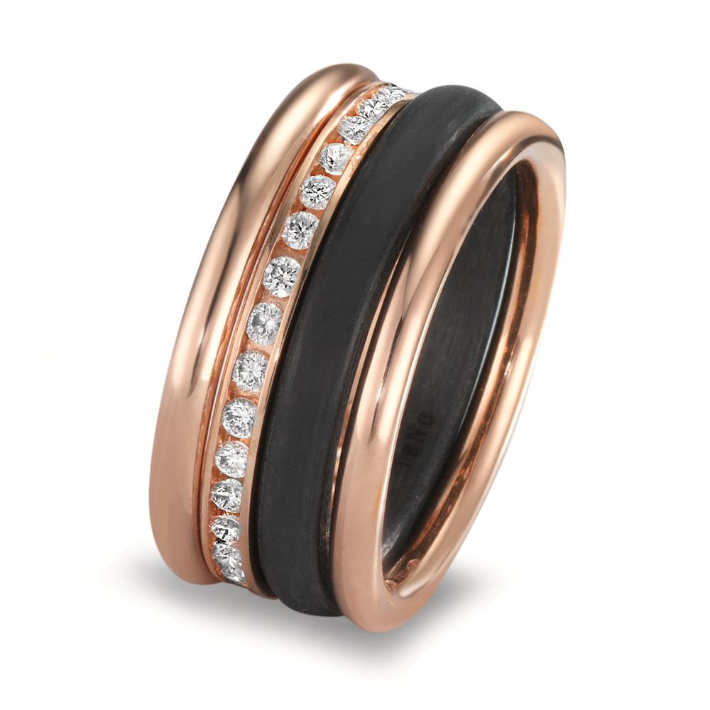 Ring set 750/18K rood goud, Carbon Diamant w-si