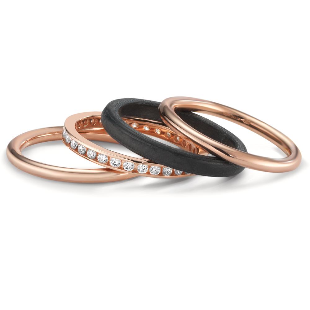 Ring set 750/18K rood goud, Carbon Diamant w-si