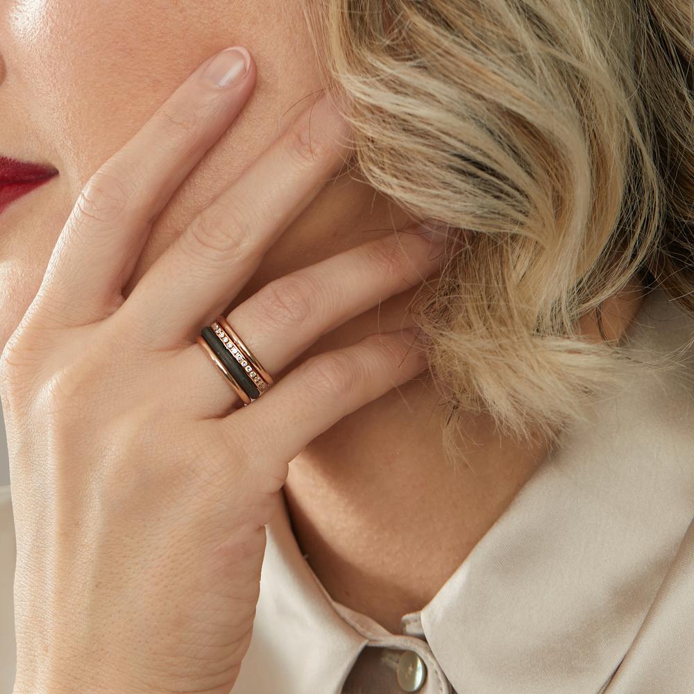 Ring set 750/18K rood goud, Carbon Diamant w-si