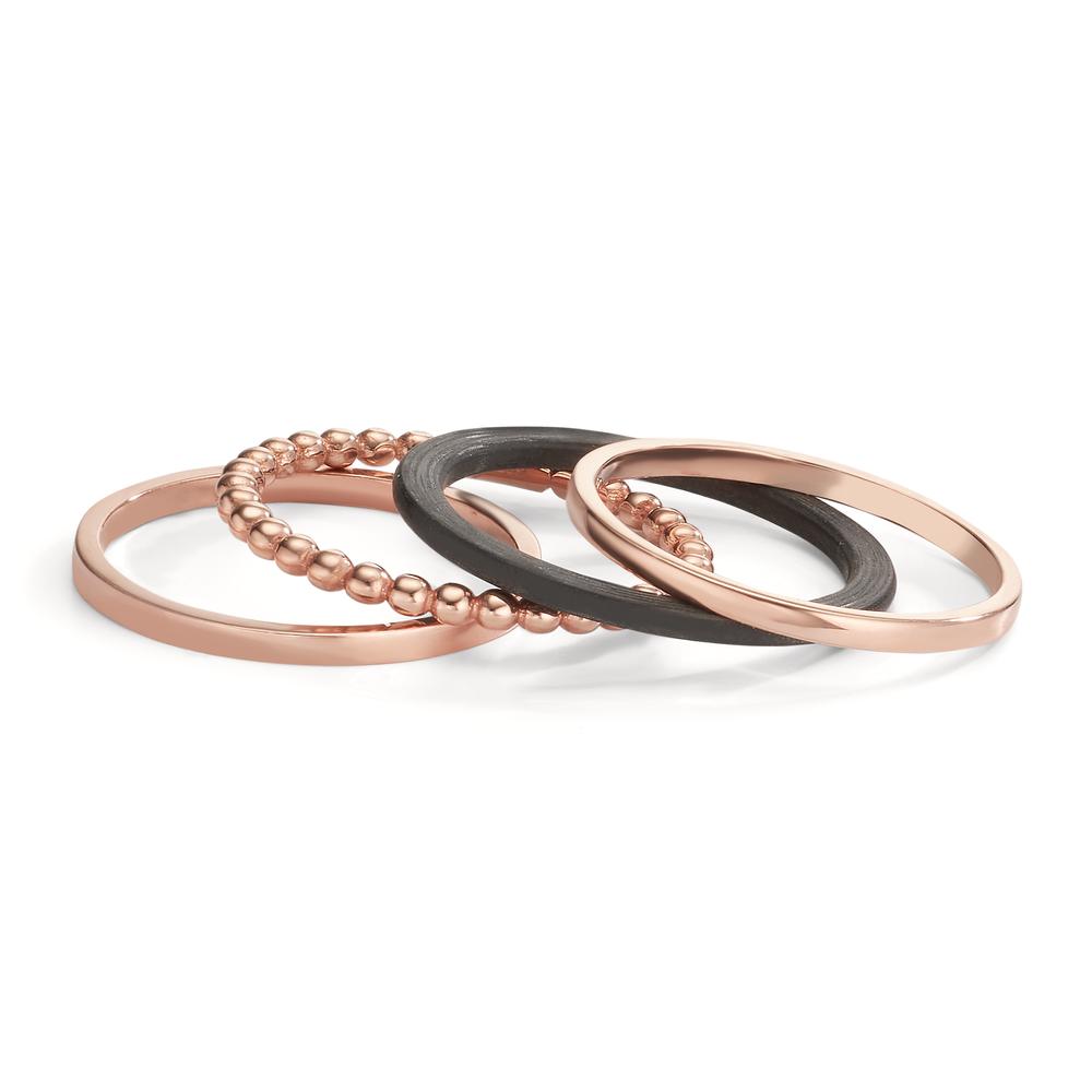 Ring set 585/14K rood goud, Carbon