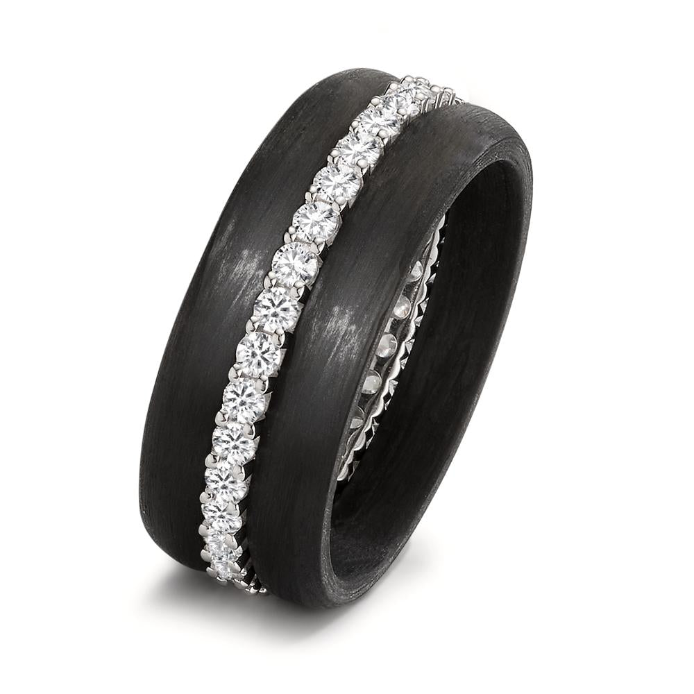 Ring set 750/18K witgoud, Carbon Diamant 0.75 ct, w-si