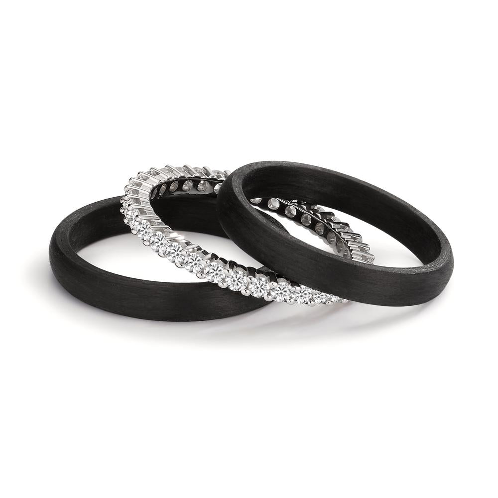 Ring set 750/18K witgoud, Carbon Diamant 0.75 ct, w-si