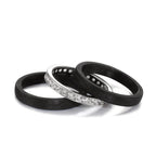 Ring set 750/18K witgoud, Carbon Zirkonia