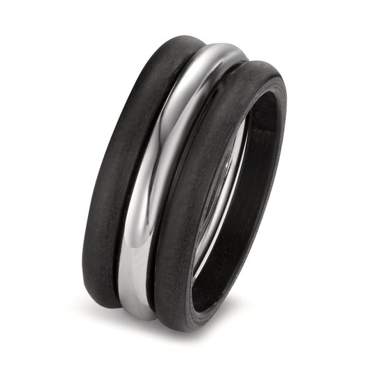 Ring set 750/18K witgoud, Carbon