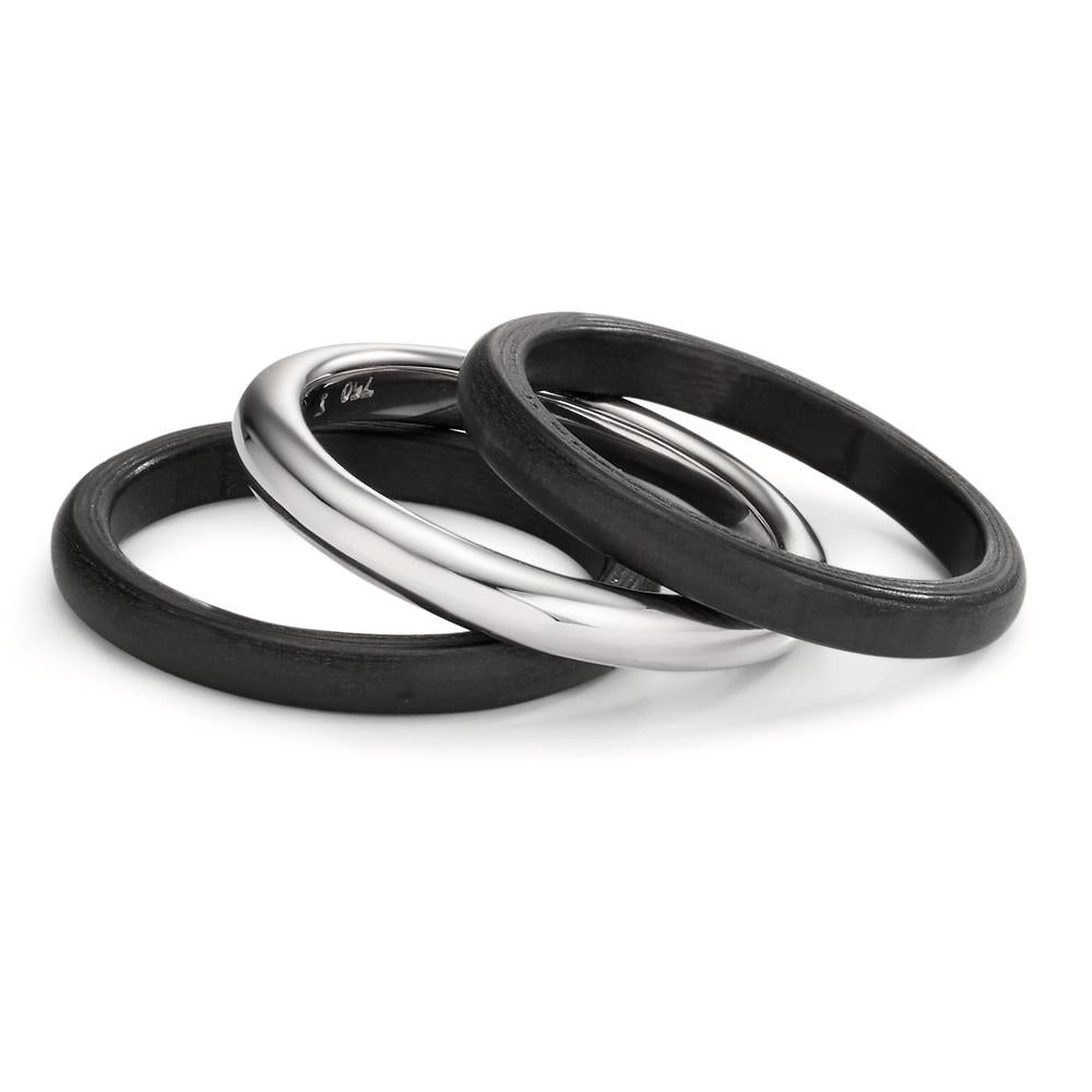 Ring set 750/18K witgoud, Carbon