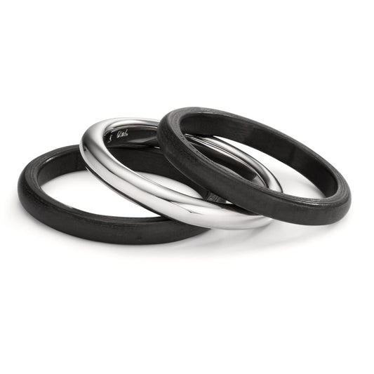 Ring set 750/18K witgoud, Carbon