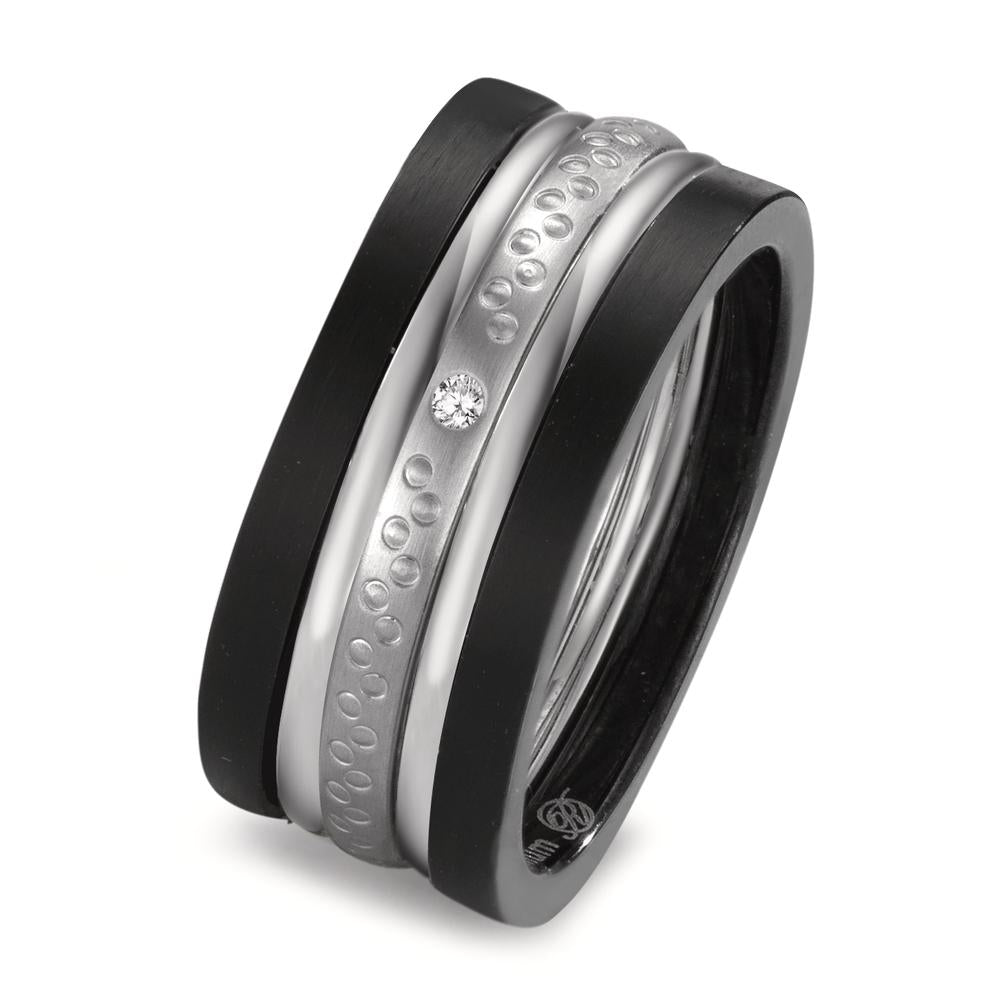 Ring set 750/18K witgoud, Titanium Diamant 0.014 ct, w-si