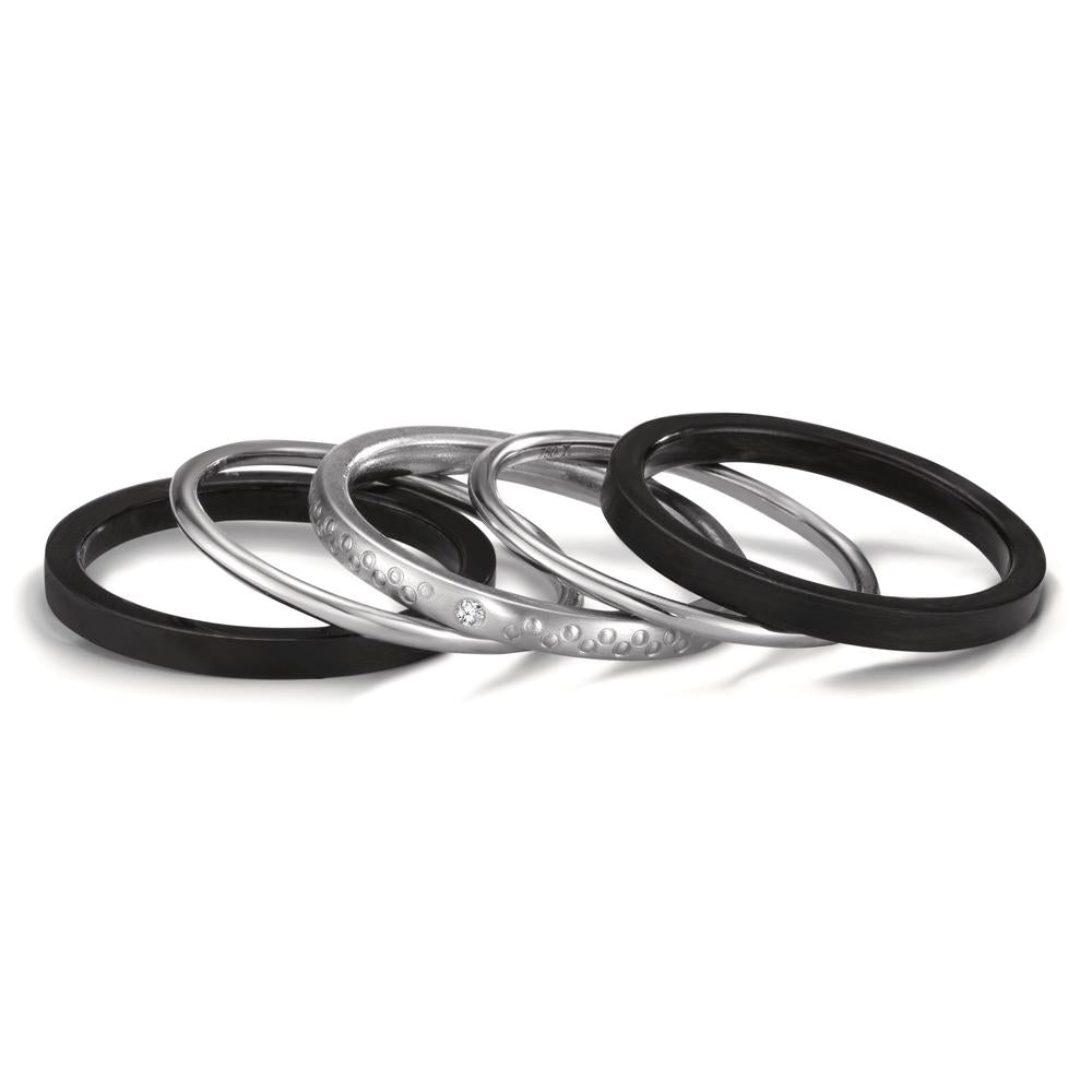 Ring set 750/18K witgoud, Titanium Diamant 0.014 ct, w-si