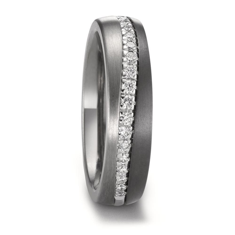 Partnerring Zirkonium, 585/14K witgoud, Titanium Diamant 0.238 ct, w-si