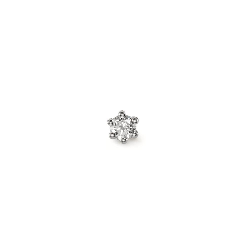 Oorknop 1 stuk 750/18K witgoud Diamant 0.04 ct, w-si Ø2.5 mm