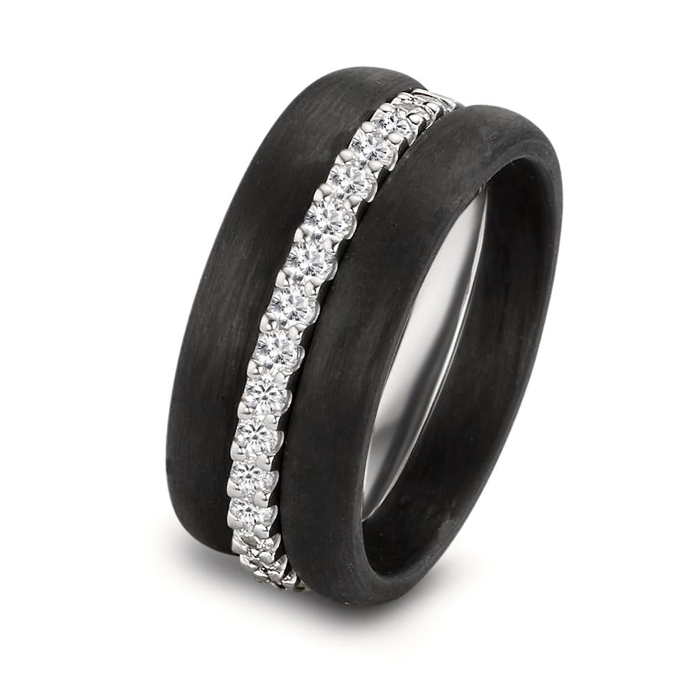 Ring set 375/9K witgoud, Carbon