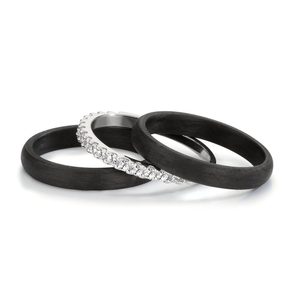 Ring set 375/9K witgoud, Carbon