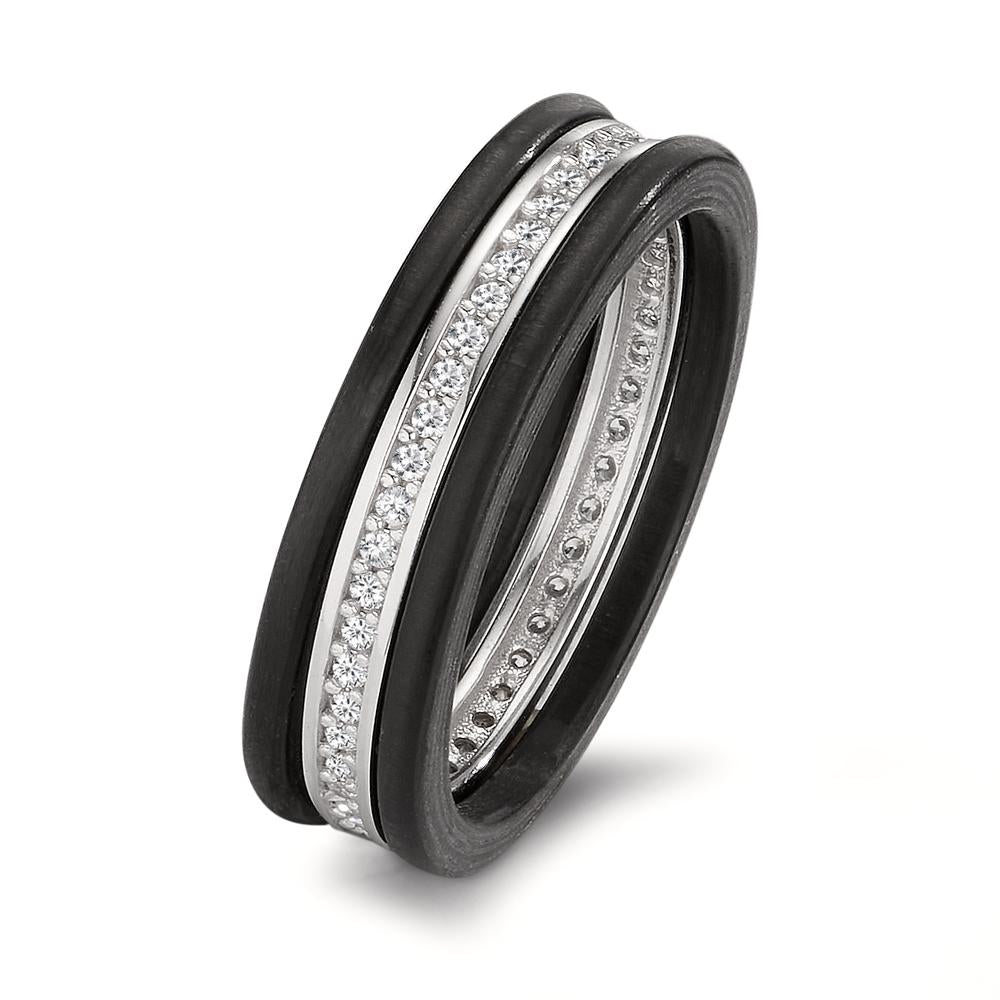 Ring set 375/9K witgoud, Carbon Zirkonia