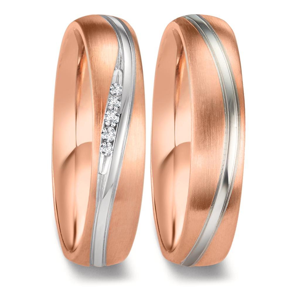 Partnerring 750/18K witgoud, 750/18K rood goud