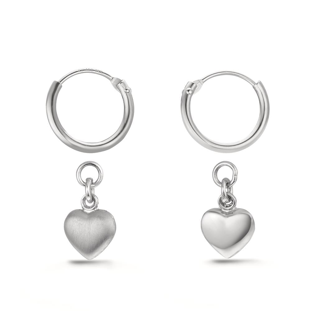 Oorringen creolen met hanger Zilver Hart