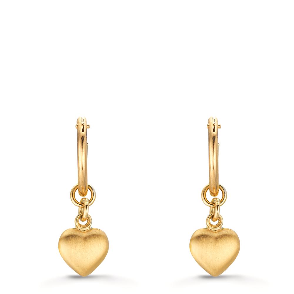 Oorringen creolen met hanger 750/18K geel goud Hart