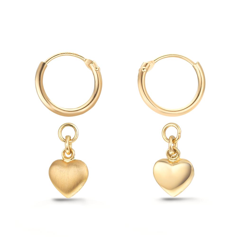 Oorringen creolen met hanger 750/18K geel goud Hart