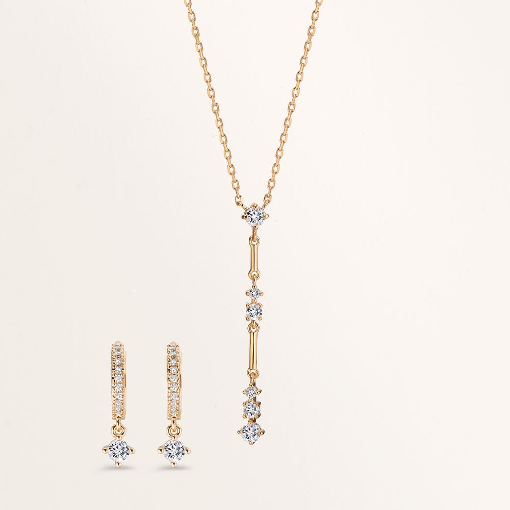 Collier Brons Zirkonia 6 Steen Verguld 40-45 cm