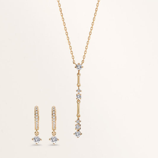 Scharnier oorringen creolen Brons Zirkonia 22 Steen Verguld