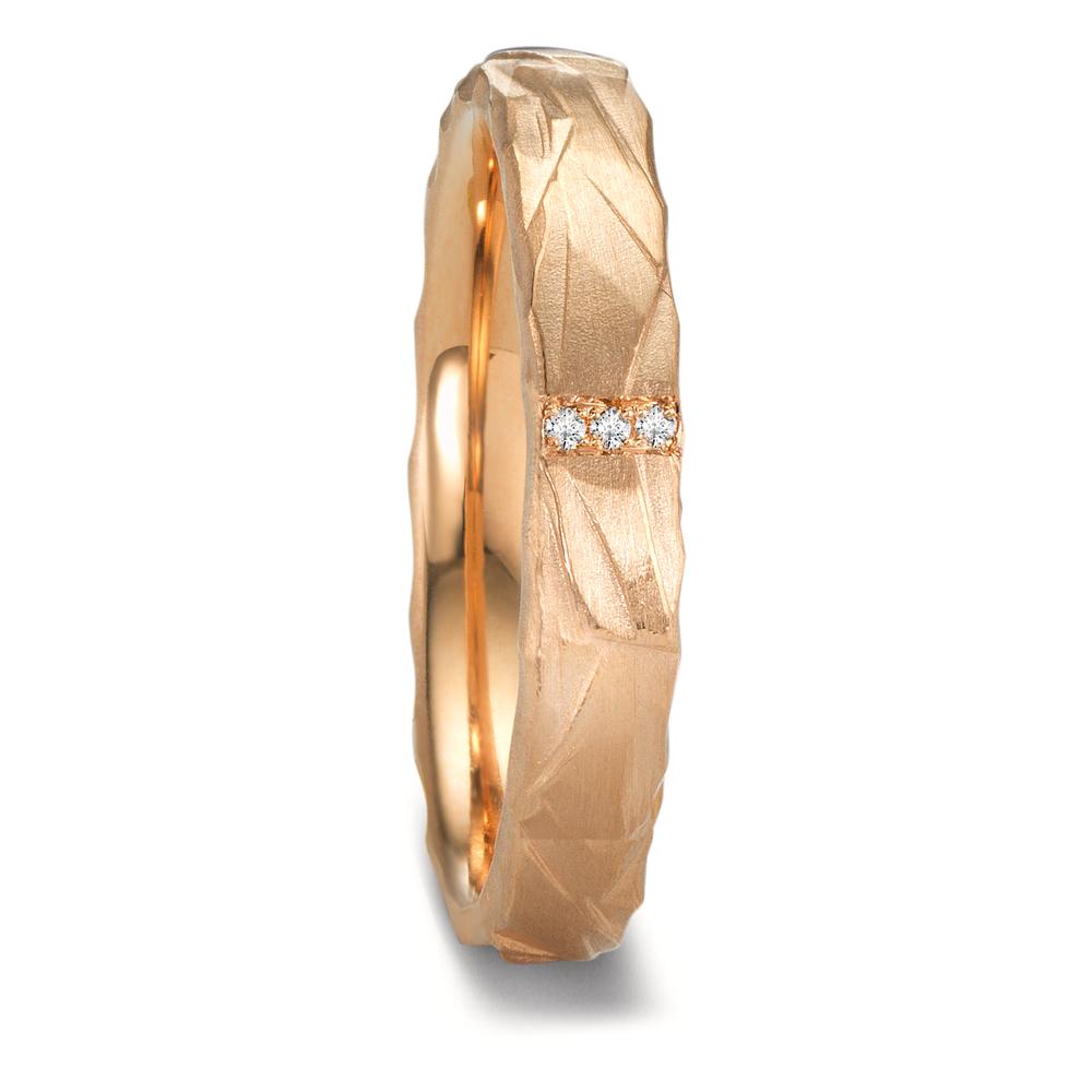 Partnerring 750/18K roségoud Diamant 0.012 ct, 3 Steen, w-si