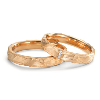 Partnerring 750/18K roségoud Diamant 0.012 ct, 3 Steen, w-si