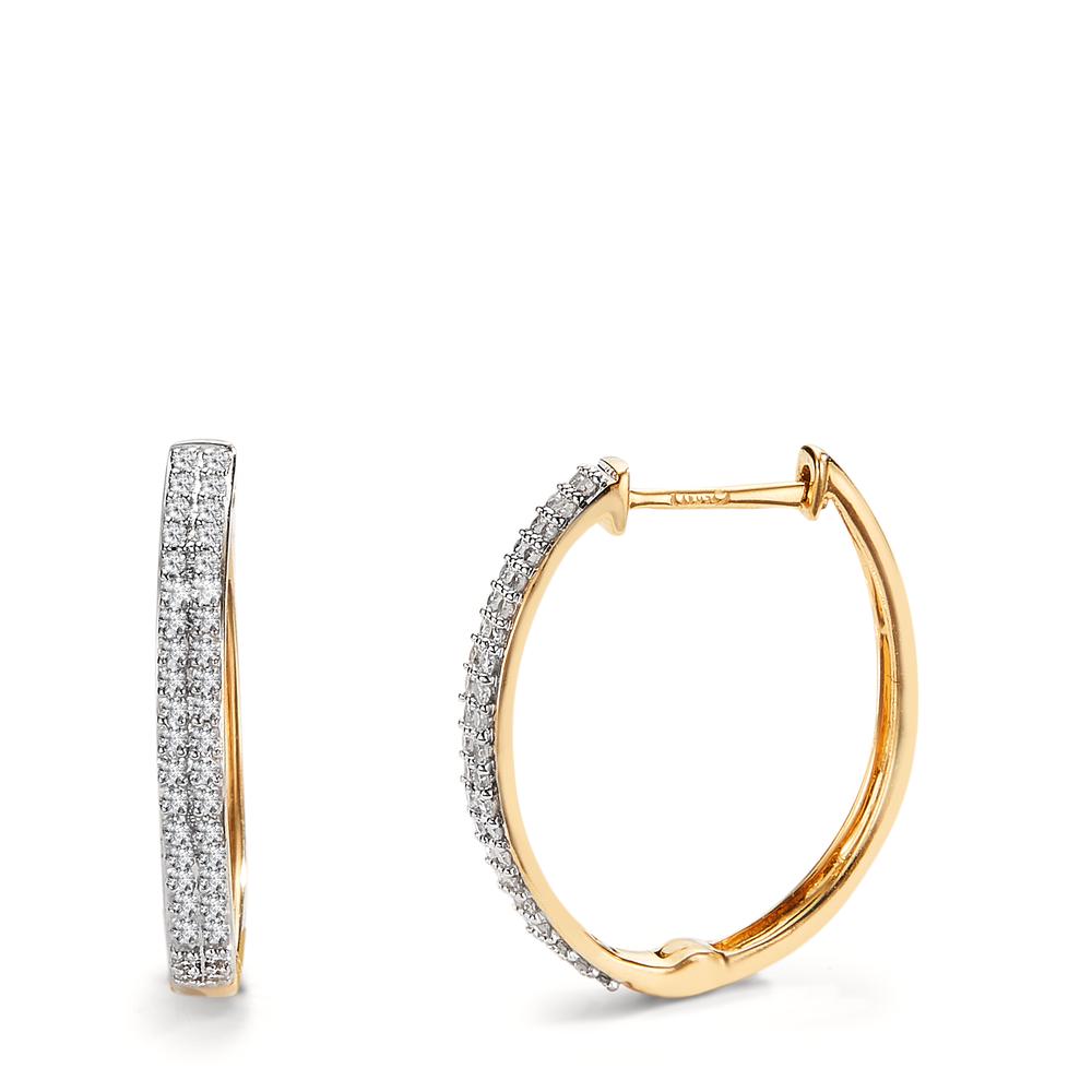 Scharnier oorringen creolen 750/18K geel goud Diamant 0.25 ct, 84 Steen, w-si