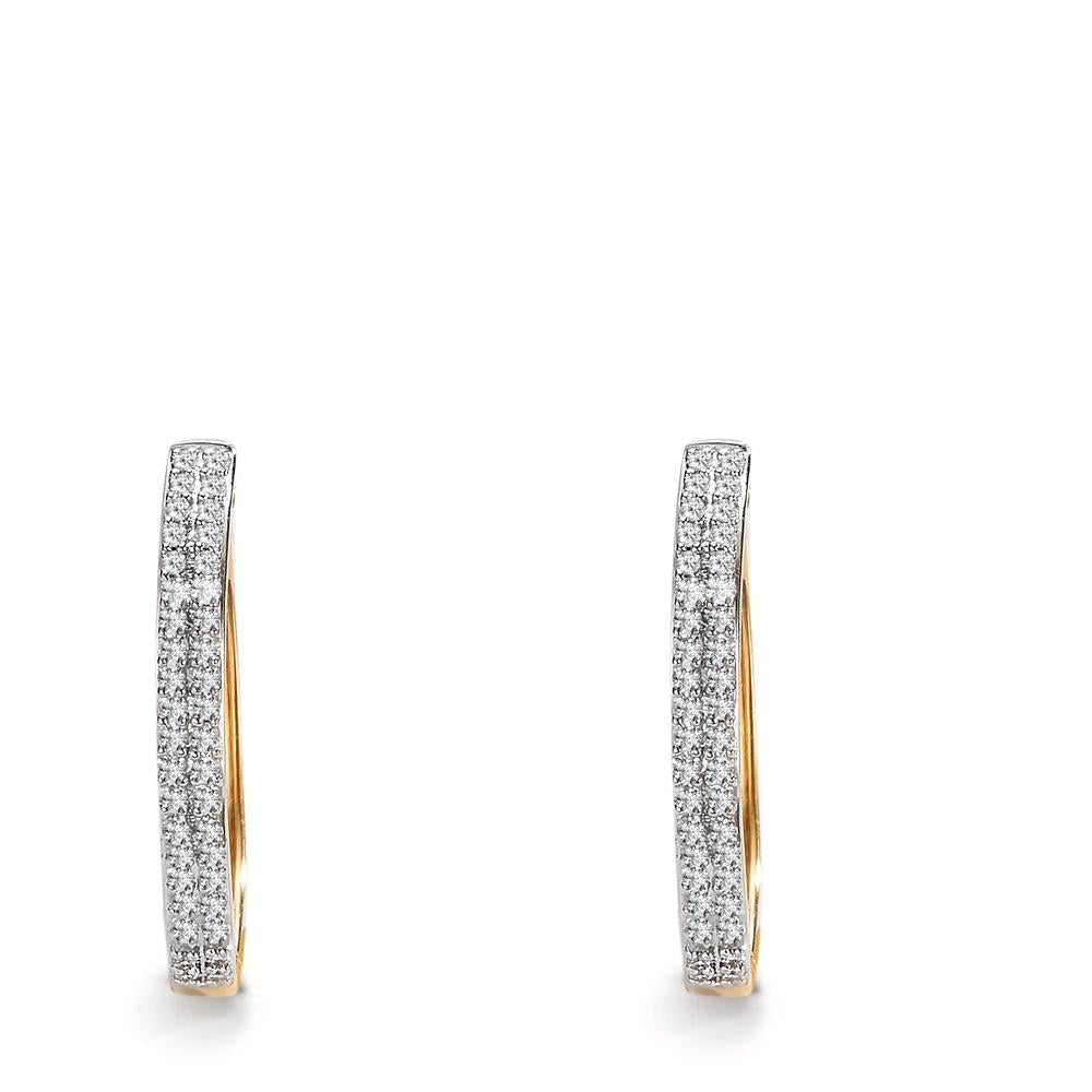 Scharnier oorringen creolen 750/18K geel goud Diamant 0.25 ct, 84 Steen, w-si