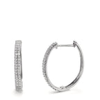 Scharnier oorringen creolen 750/18K witgoud Diamant 0.25 ct, 84 Steen, w-si
