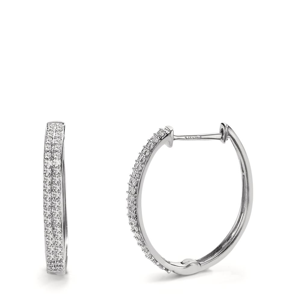Scharnier oorringen creolen 750/18K witgoud Diamant 0.25 ct, 84 Steen, w-si