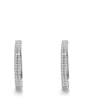 Scharnier oorringen creolen 750/18K witgoud Diamant 0.25 ct, 84 Steen, w-si