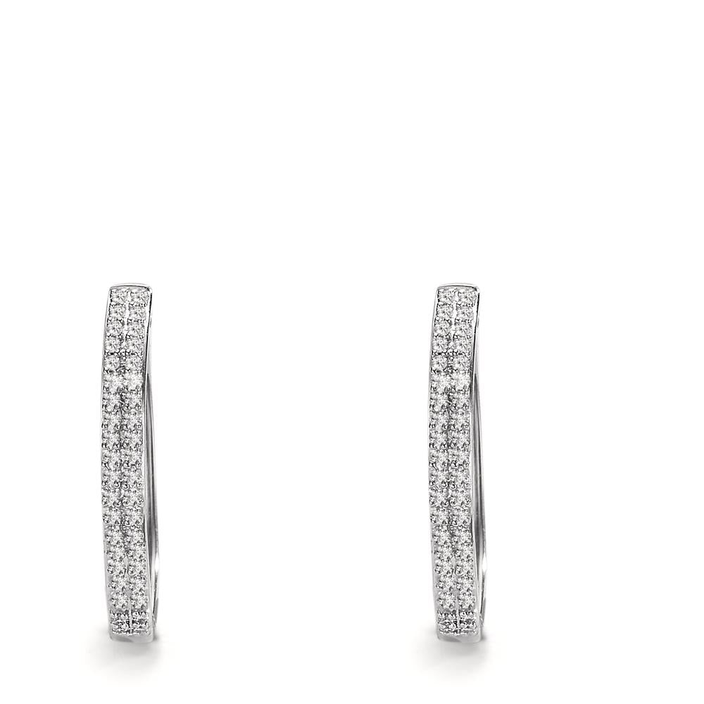 Scharnier oorringen creolen 750/18K witgoud Diamant 0.25 ct, 84 Steen, w-si