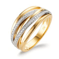 Ring 750/18K geel goud, 750/18K witgoud Diamant 0.16 ct, w-si