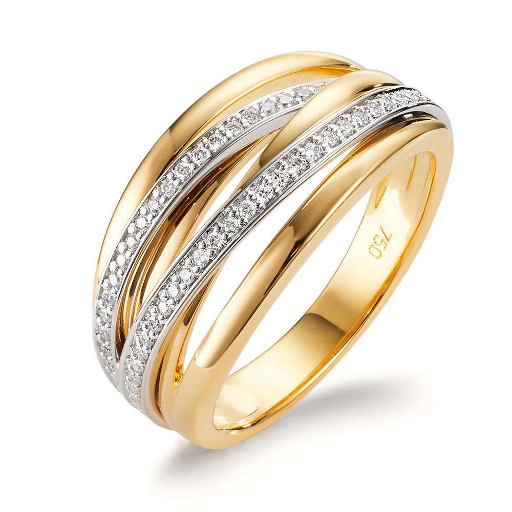 Ring 750/18K geel goud, 750/18K witgoud Diamant 0.16 ct, w-si