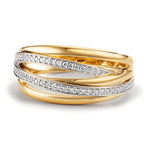 Ring 750/18K geel goud, 750/18K witgoud Diamant 0.16 ct, w-si