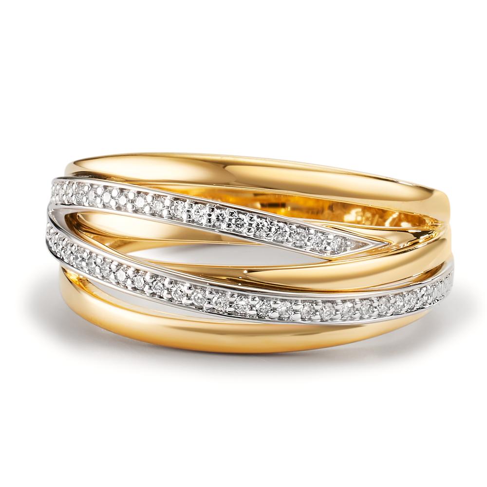 Ring 750/18K geel goud, 750/18K witgoud Diamant 0.16 ct, w-si