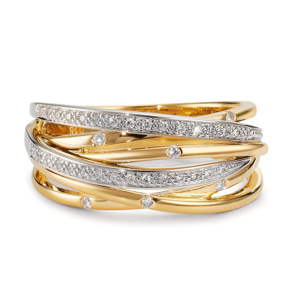 Ring 750/18K geel goud, 750/18K witgoud Diamant 0.16 ct, w-si
