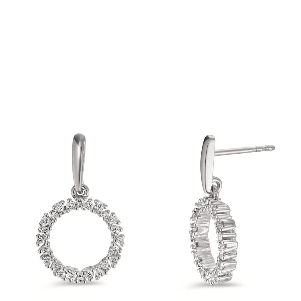 Oorbellen 750/18K witgoud Diamant 0.33 ct, w-si Ø12.5 mm