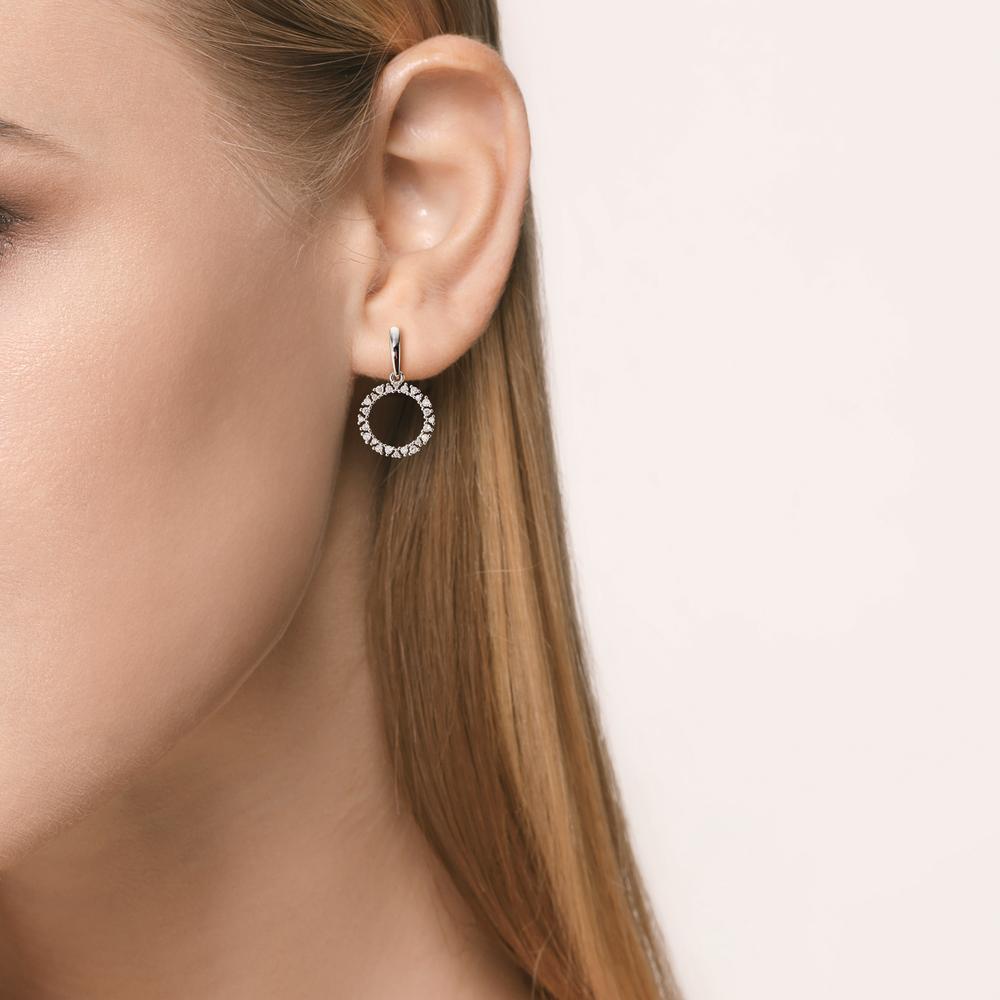 Oorbellen 750/18K witgoud Diamant 0.33 ct, w-si Ø12.5 mm