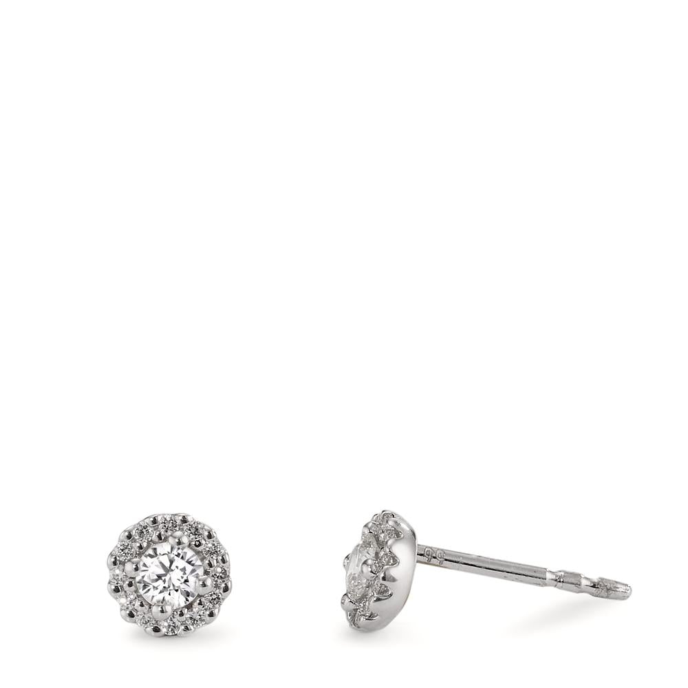 Oorknoppen 750/18K witgoud Diamant 0.24 ct, w-si Ø5 mm