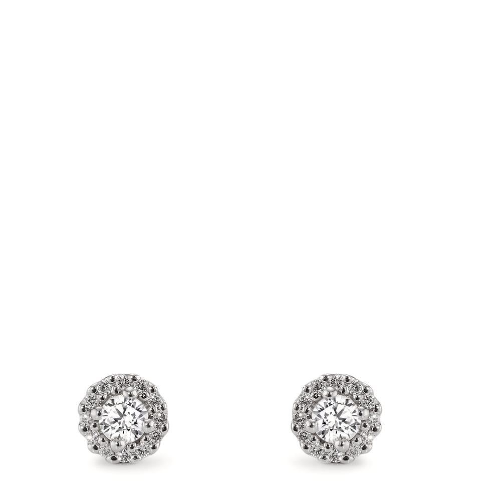 Oorknoppen 750/18K witgoud Diamant 0.24 ct, w-si Ø5 mm