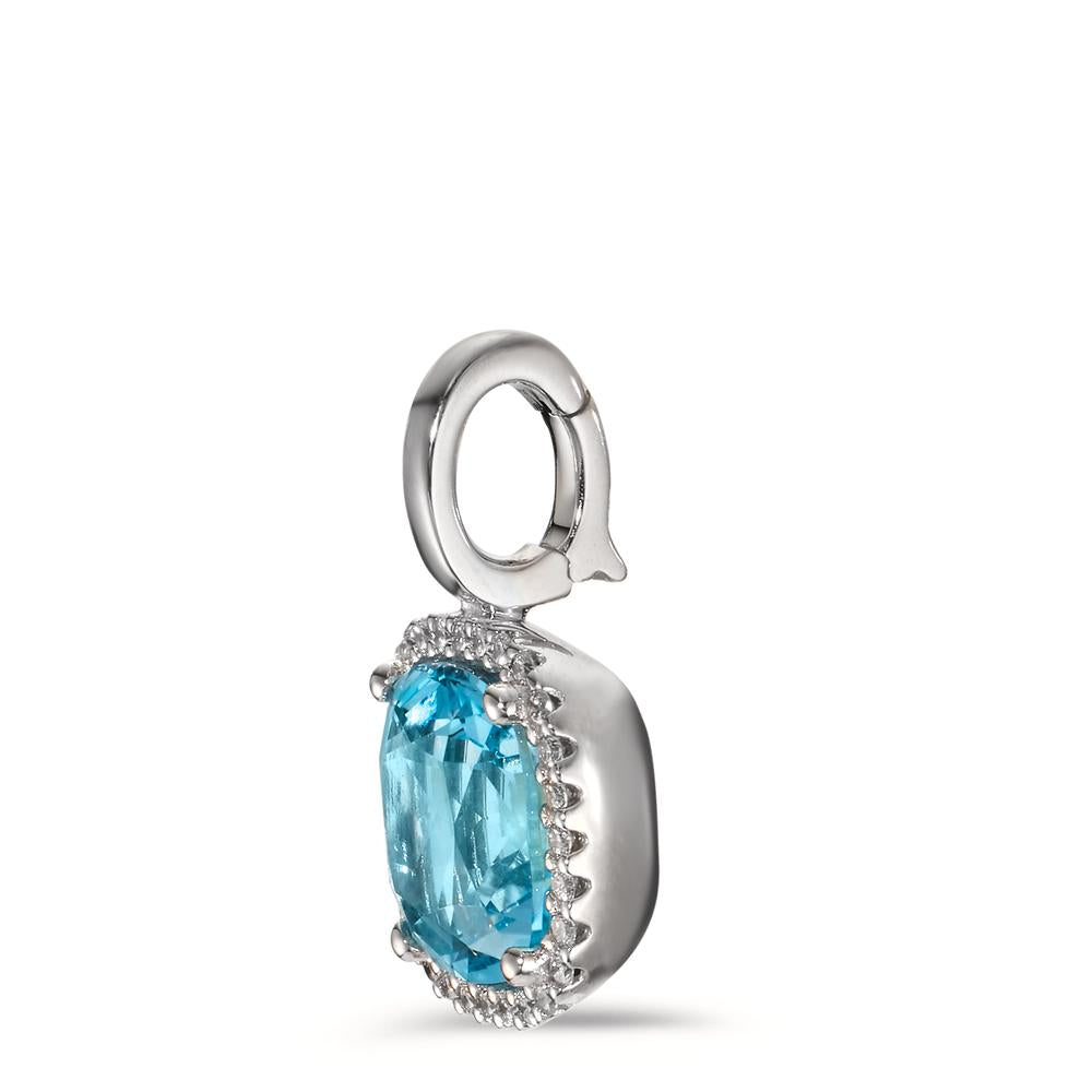 Hanger 750/18K witgoud Diamant 0.14 ct, w-si, Topaas blauw, 0.69 ct Ø11.5 mm