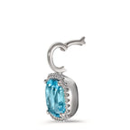 Hanger 750/18K witgoud Diamant 0.14 ct, w-si, Topaas blauw, 0.69 ct Ø11.5 mm