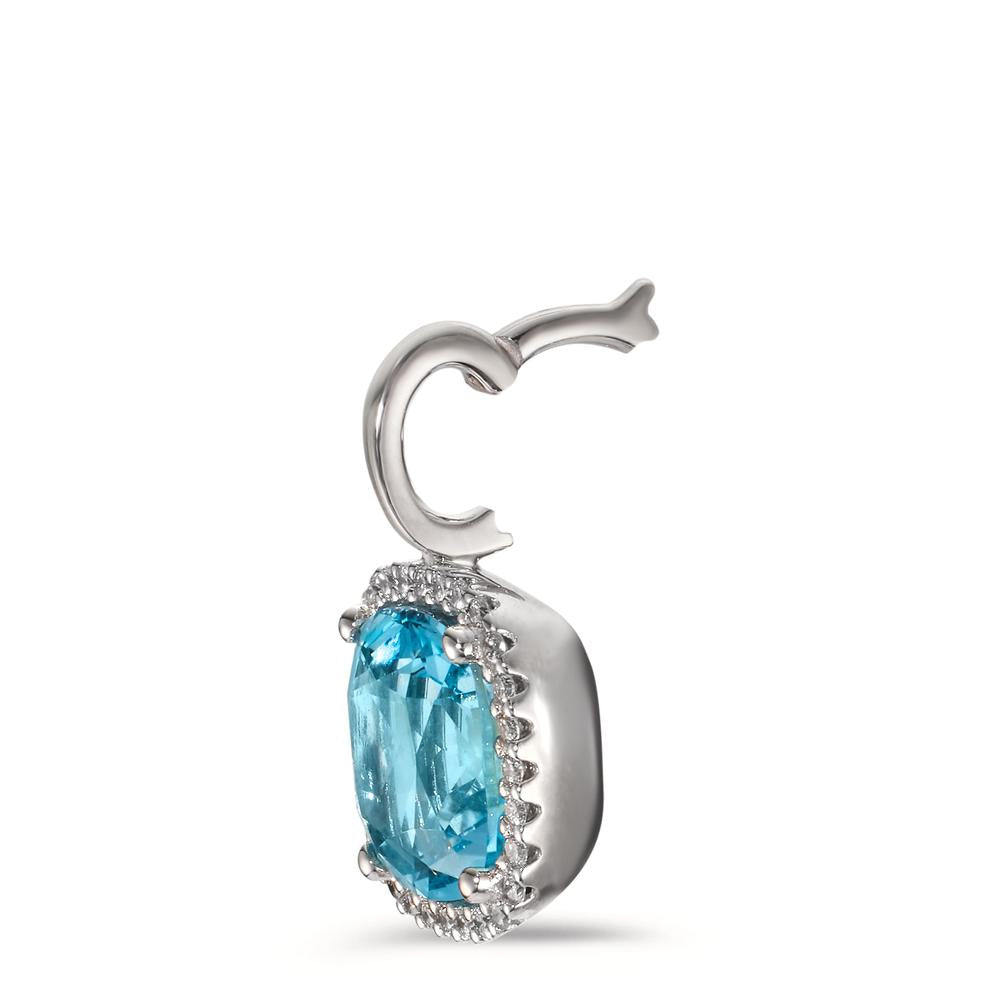 Hanger 750/18K witgoud Diamant 0.14 ct, w-si, Topaas blauw, 0.69 ct Ø11.5 mm