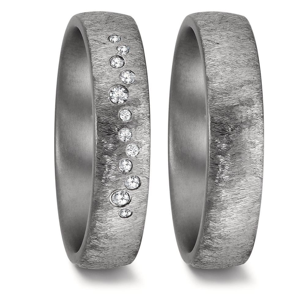 Partnerring 999 Tantaal Diamant 0.104 ct, 12 Steen, w-si