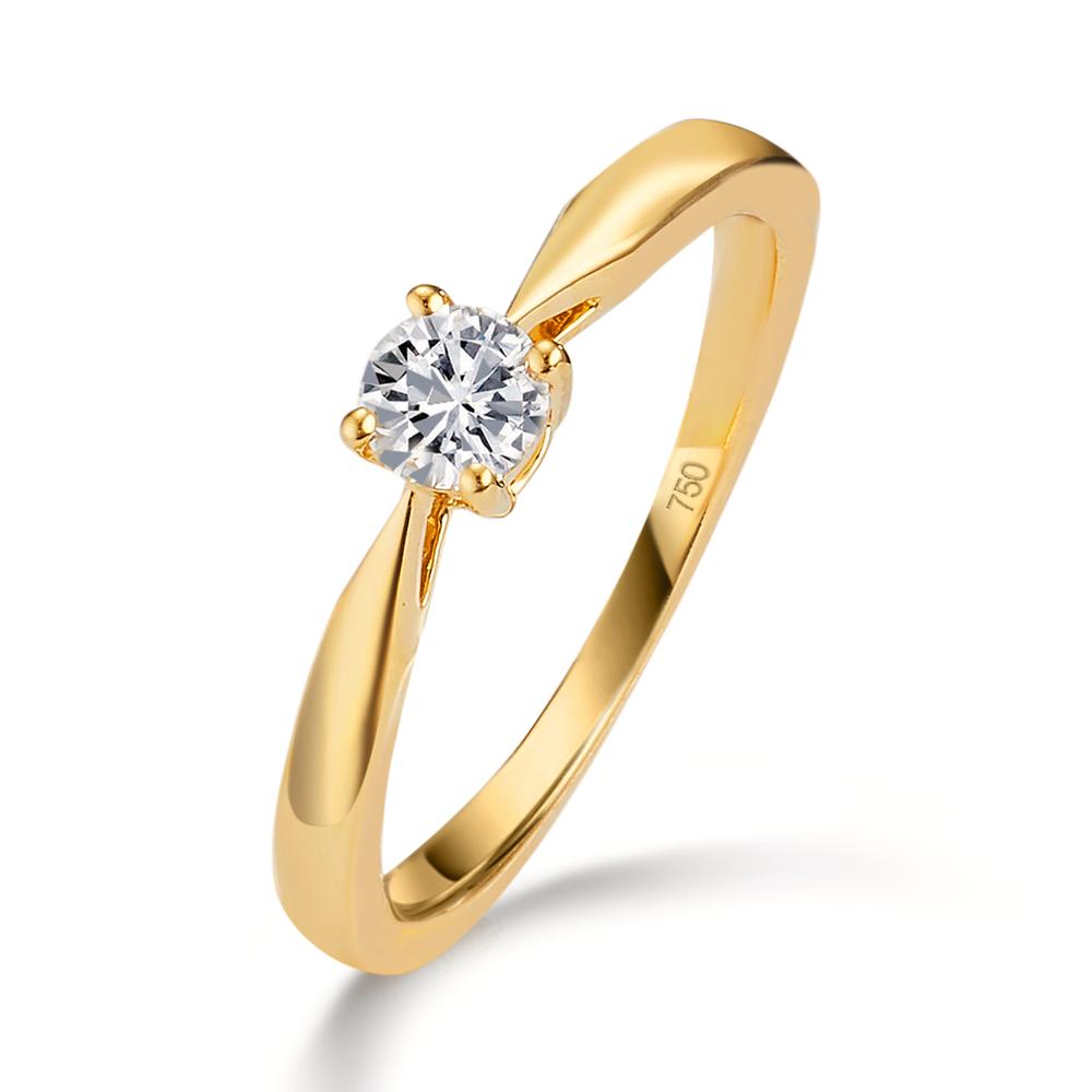 Solitaire ring 750/18K geel goud Diamant 0.25 ct, w-si