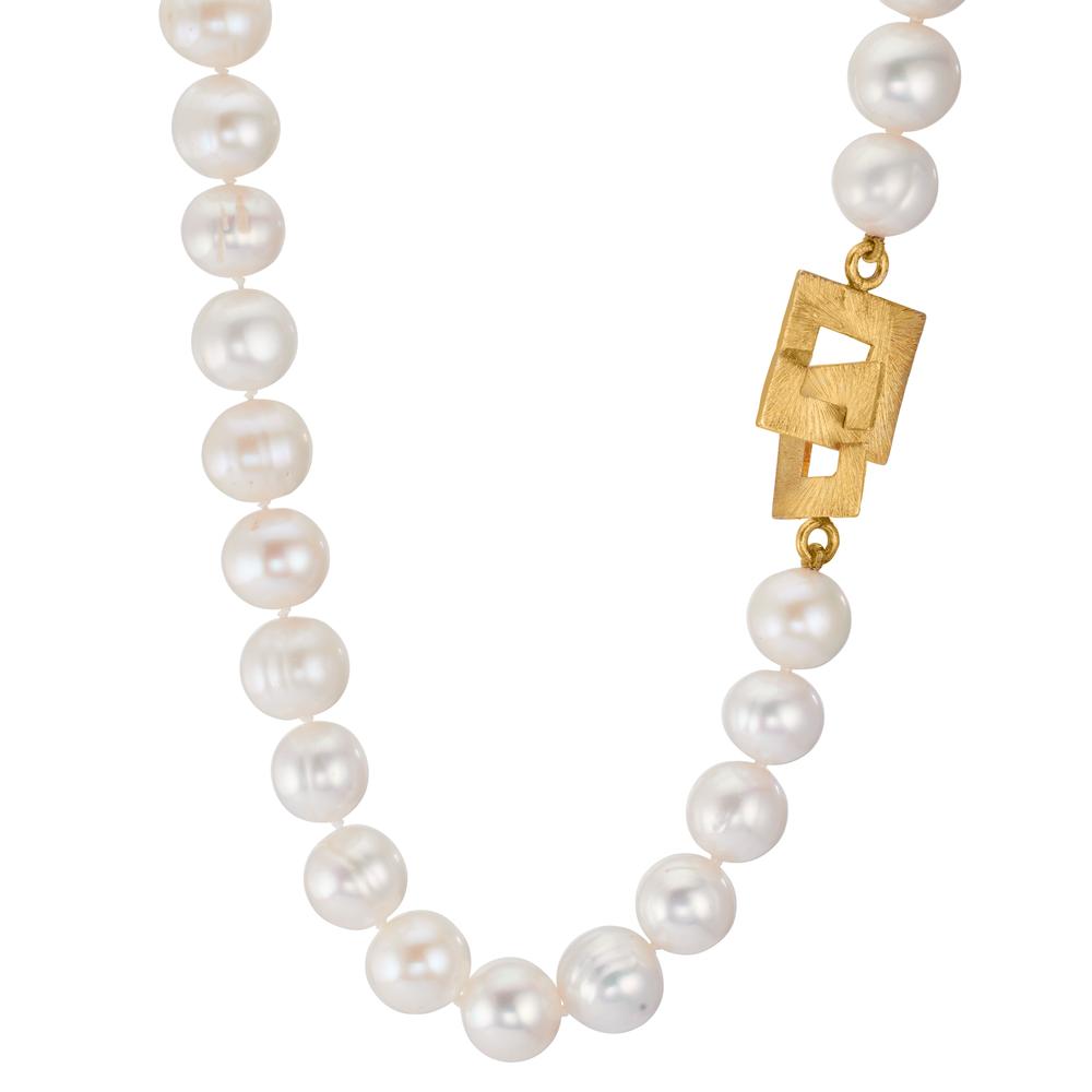 Collier Zilver Geel Verguld zoetwater Parel 11-11.5 mm 50 cm