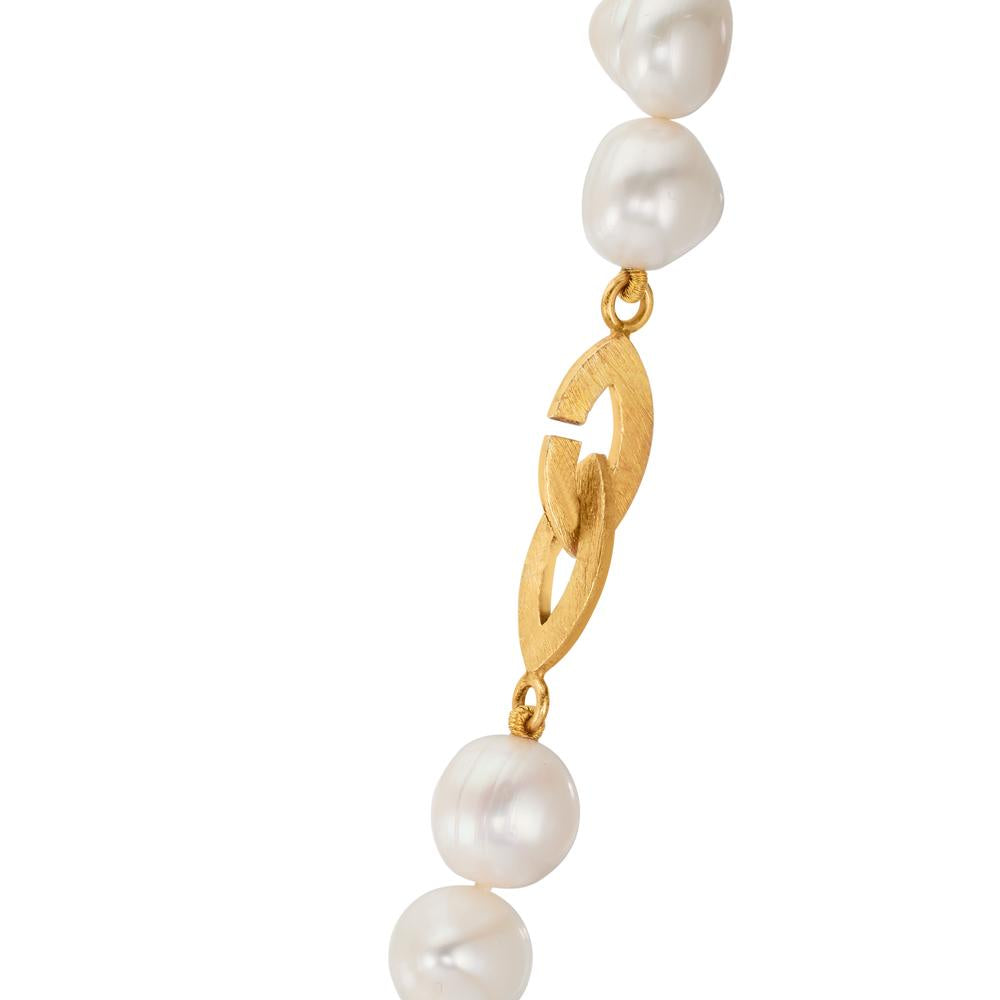 Collier Zilver Geel Verguld zoetwater Parel, 11 mm 46 cm