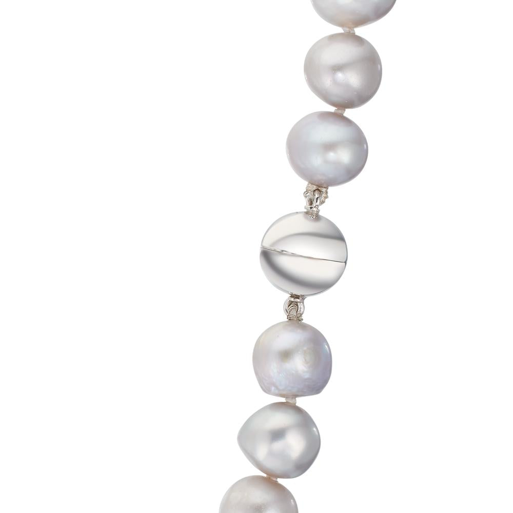 Collier 750/18K witgoud zoetwater Parel Grijs 10.5-11 mm 42 cm